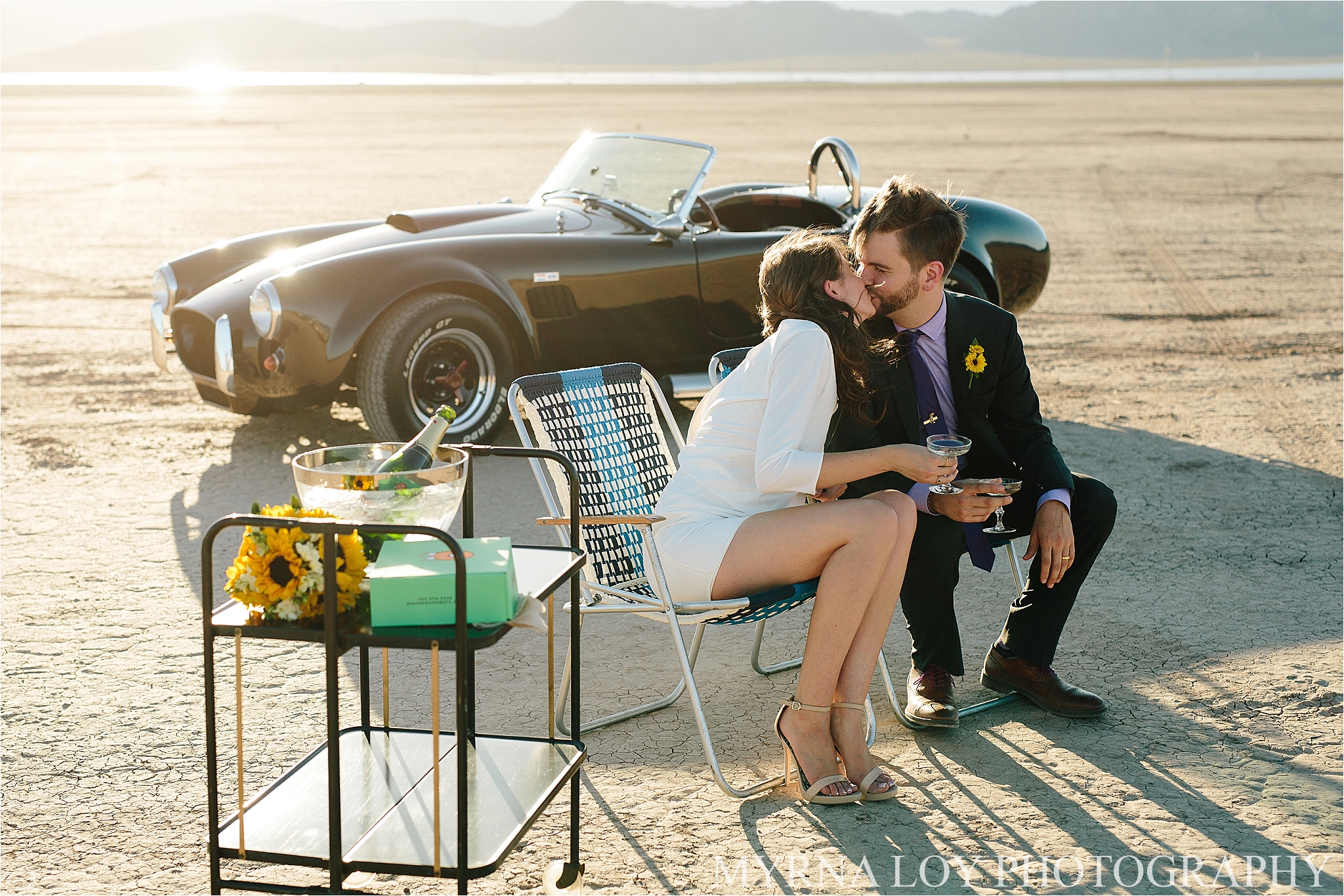 las vegas - elopement - dry lake bed - wedding - photography - elvis - shelby cobra - frenchie