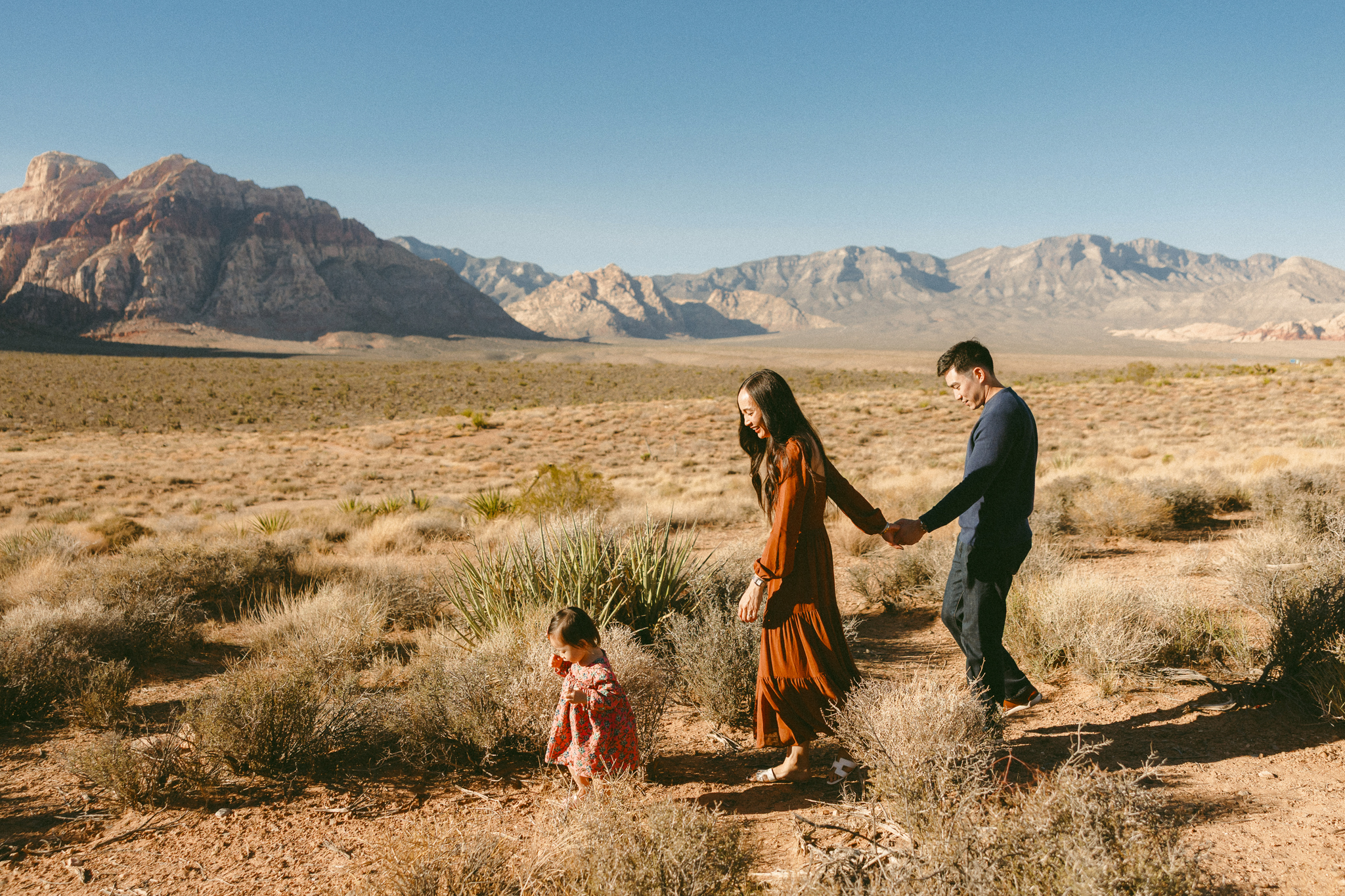 Las Vegas family photographer at Red Rock Canyon with family of three